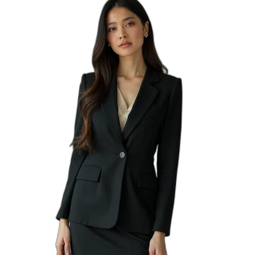 jacket, staff, dress, woman transparent PNG cut-out