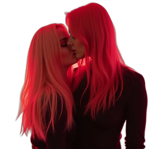 hair, neon lights, fire, red transparent PNG cut-out