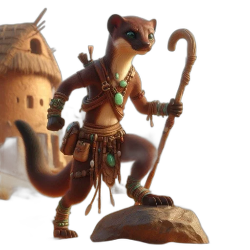 dragon, staff, concept art, 3d render transparent PNG cut-out
