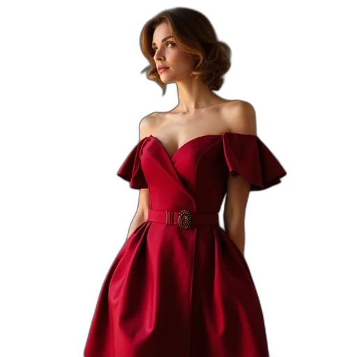 dress, jewelry, photorealistic, red transparent PNG cut-out