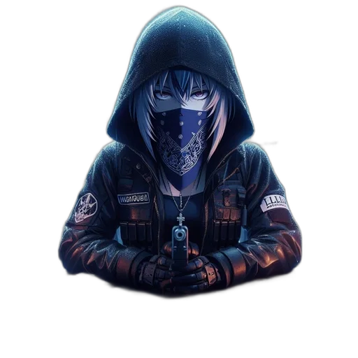 jacket, mask, weapon, face transparent PNG cut-out