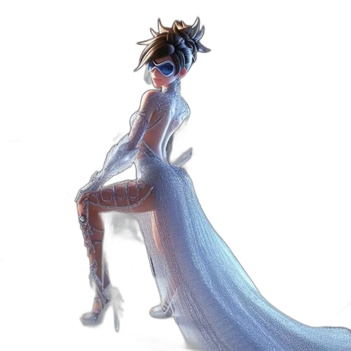 dress, robot, staff, concept art transparent PNG cut-out