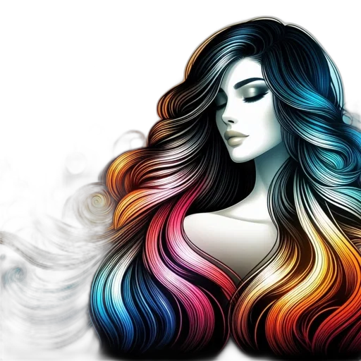hair, fantasy art, watercolor, photorealistic transparent PNG cut-out