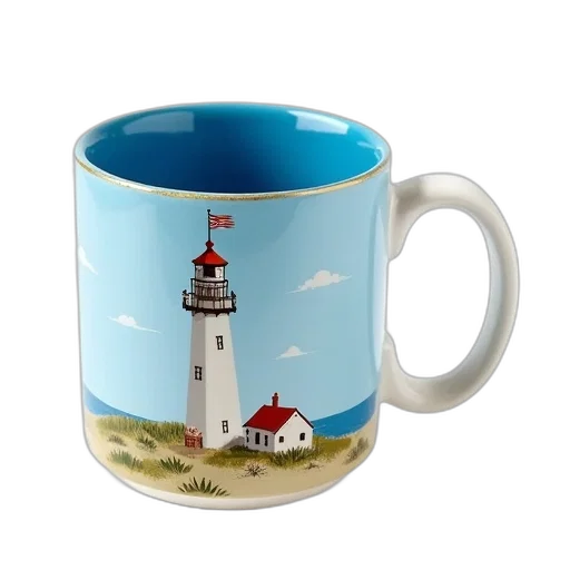 photorealistic, ceramic, mug, blue transparent PNG cut-out