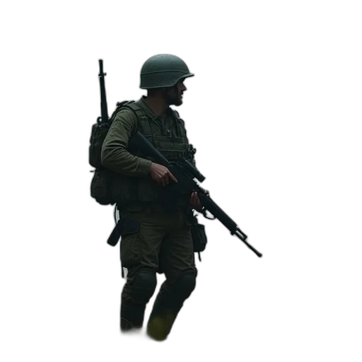 weapon, staff, jacket, hat transparent PNG cut-out