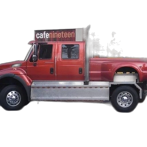 red, truck, parked, front transparent PNG cut-out