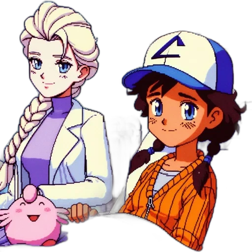 pixel art, vaporwave, anime, cartoon transparent PNG cut-out
