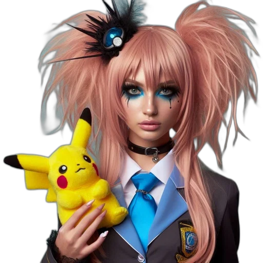 hair, creature, anime, 3d render transparent PNG cut-out