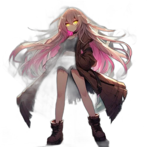 jacket, creature, hair, staff transparent PNG cut-out