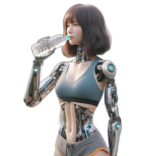 robot, concept art, 3d render, cyberpunk transparent PNG cut-out