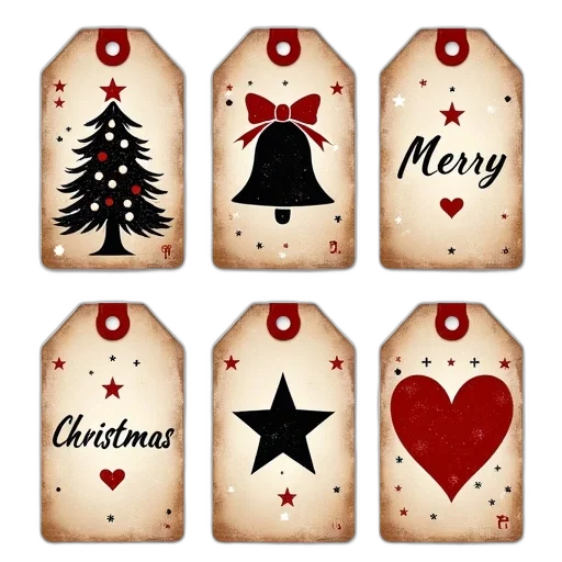 collection, six, christmas-themed, gift transparent PNG cut-out