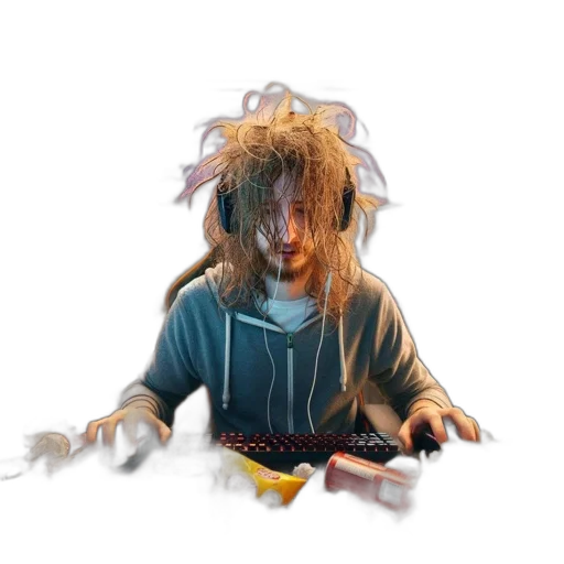 creature, hair, staff, mask transparent PNG cut-out