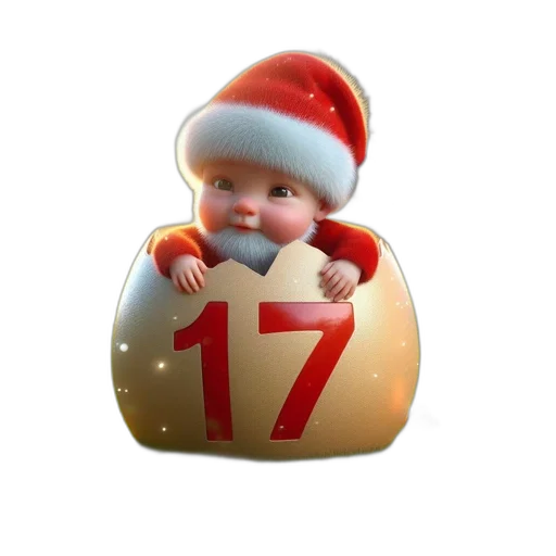 3d render, baby, santa, peeks transparent PNG cut-out