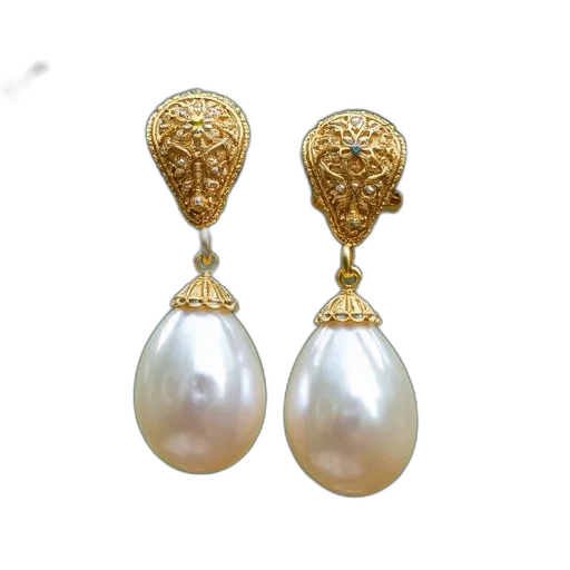 jewelry, pair, gold, earrings transparent PNG cut-out