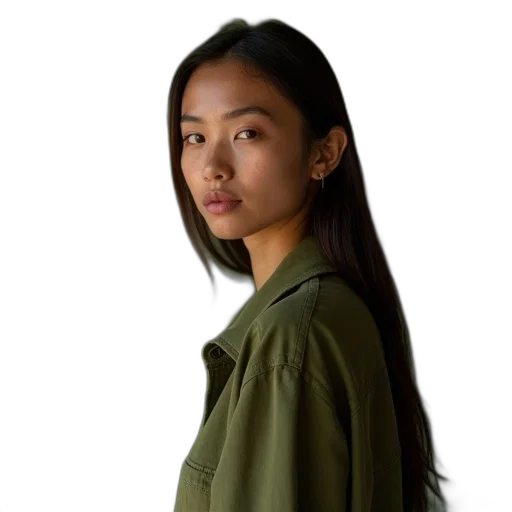 jacket, hair, staff, face transparent PNG cut-out