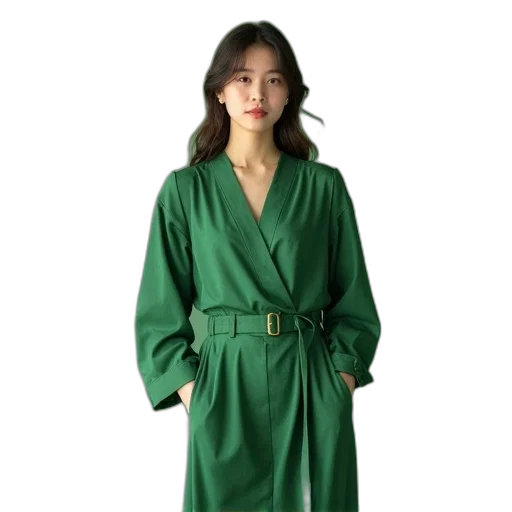 dress, jacket, green, earth tones transparent PNG cut-out