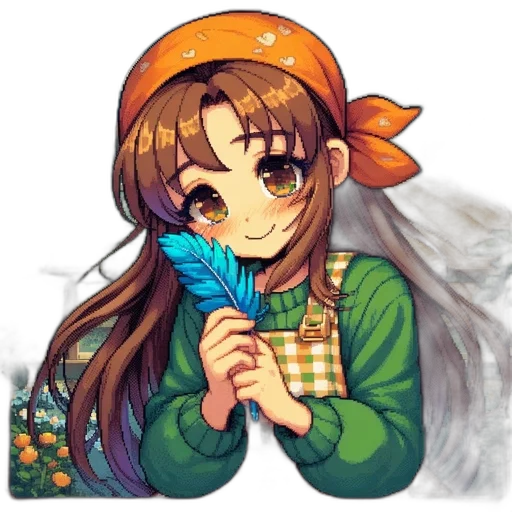 flower, staff, hat, weapon transparent PNG cut-out