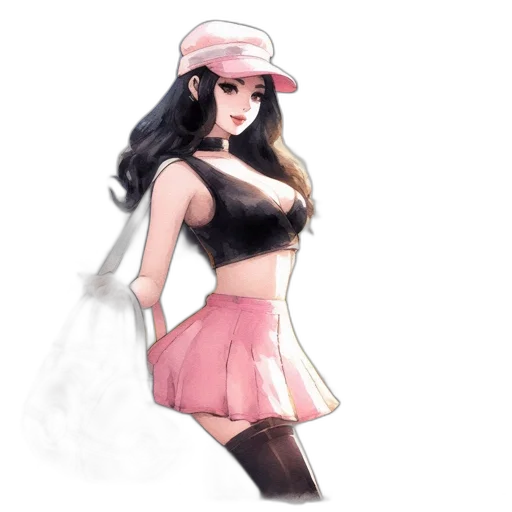 dress, hat, staff, watercolor transparent PNG cut-out