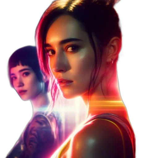 cyberpunk, concept art, comic book art, neon lights transparent PNG cut-out