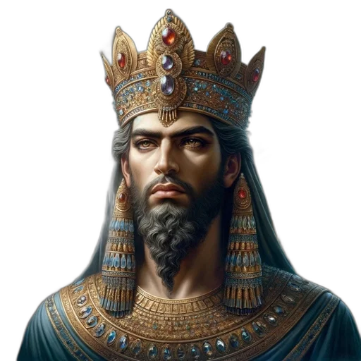 crown, face, sword, photorealistic transparent PNG cut-out