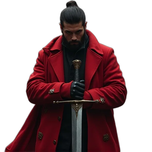 jacket, sword, weapon, staff transparent PNG cut-out