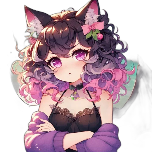 creature, dress, staff, flower transparent PNG cut-out