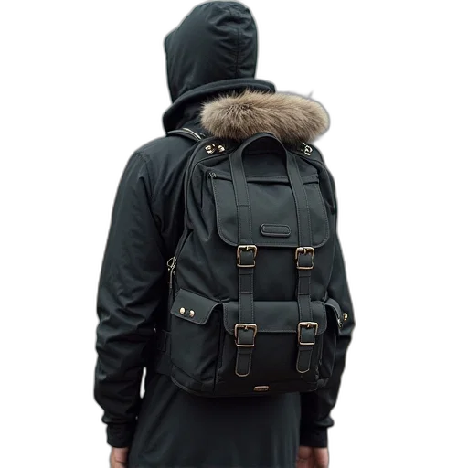 jacket, cyberpunk, patago, backpack transparent PNG cut-out