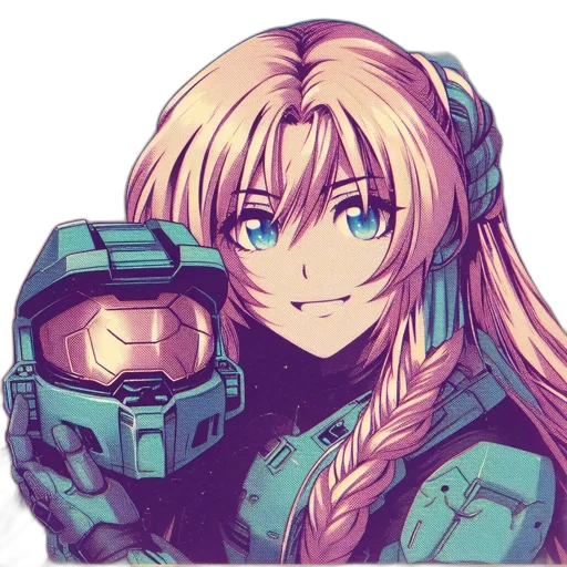 robot, weapon, face, vaporwave transparent PNG cut-out