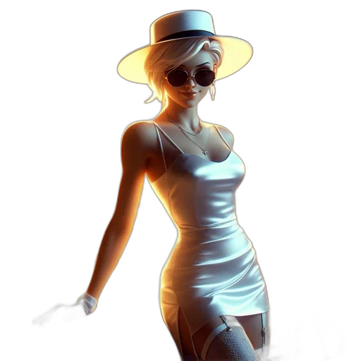 dress, hat, staff, 3d render transparent PNG cut-out