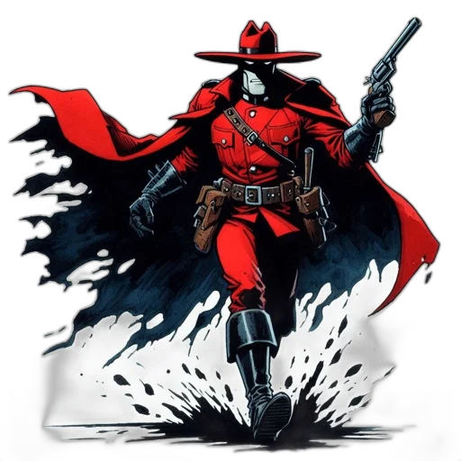 robot, comic book art, concept art, red transparent PNG cut-out