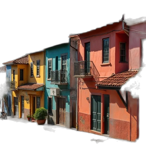 building, furniture, umbrella, 3d render transparent PNG cut-out