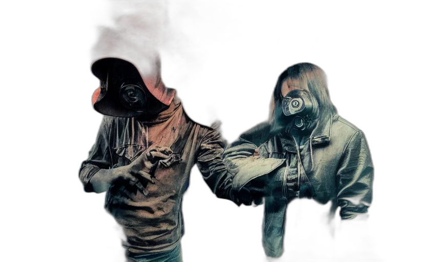 jacket, mask, weapon, concept art transparent PNG cut-out