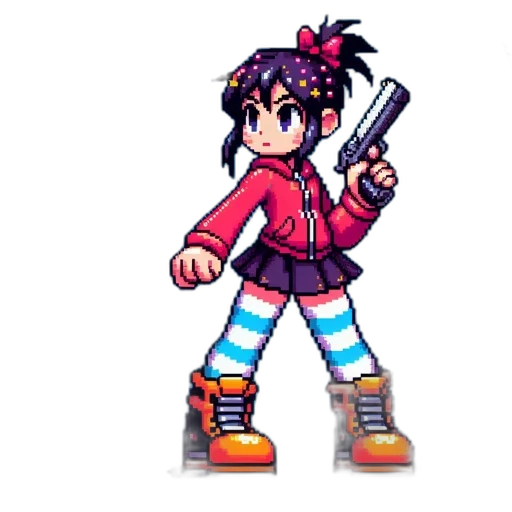 weapon, staff, jacket, pixel art transparent PNG cut-out