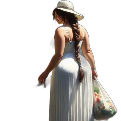 dress, hat, jewelry, photorealistic transparent PNG cut-out