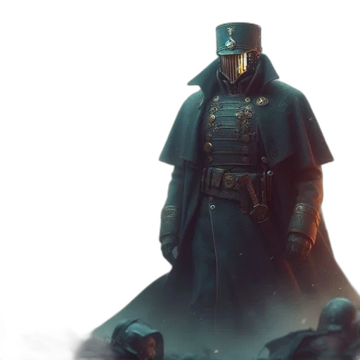 robot, sword, staff, jacket transparent PNG cut-out