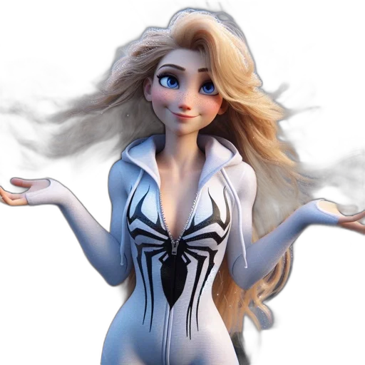 dress, hair, 3d render, concept art transparent PNG cut-out