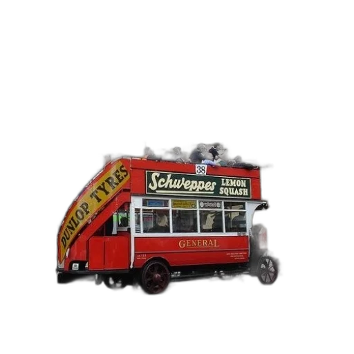 3d render, red, bus, schweppes transparent PNG cut-out