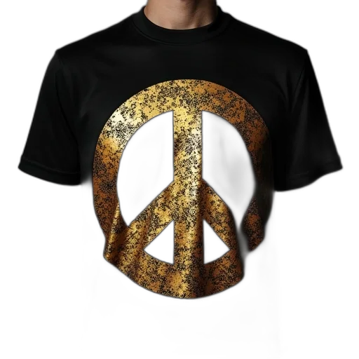 3d render, golden, gold, peace transparent PNG cut-out