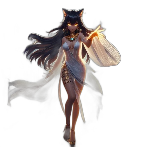 dress, staff, concept art, fantasy art transparent PNG cut-out
