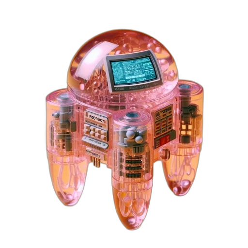 robot, jewelry, cyberpunk, vaporwave transparent PNG cut-out