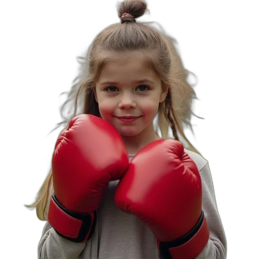 photorealistic, girl, red, boxing transparent PNG cut-out