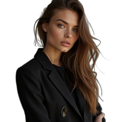 jacket, face, dress, hair transparent PNG cut-out