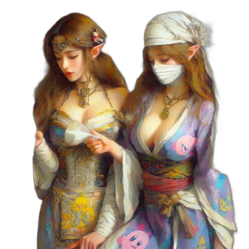 mask, dress, jewelry, oil painting transparent PNG cut-out