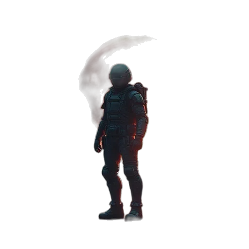 robot, jacket, creature, staff transparent PNG cut-out