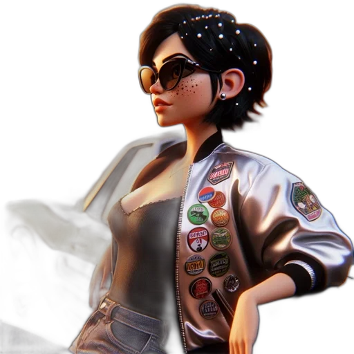 jacket, staff, concept art, cyberpunk transparent PNG cut-out