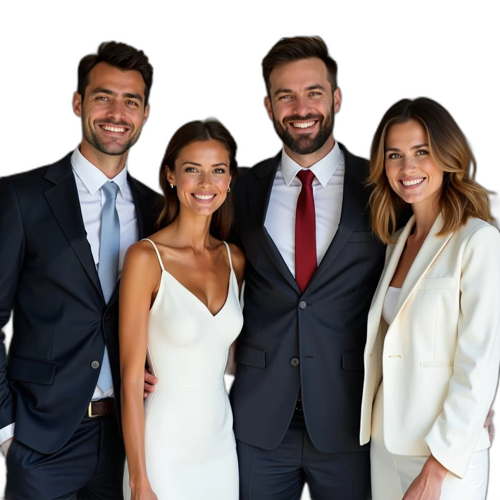 staff, group, four, people transparent PNG cut-out
