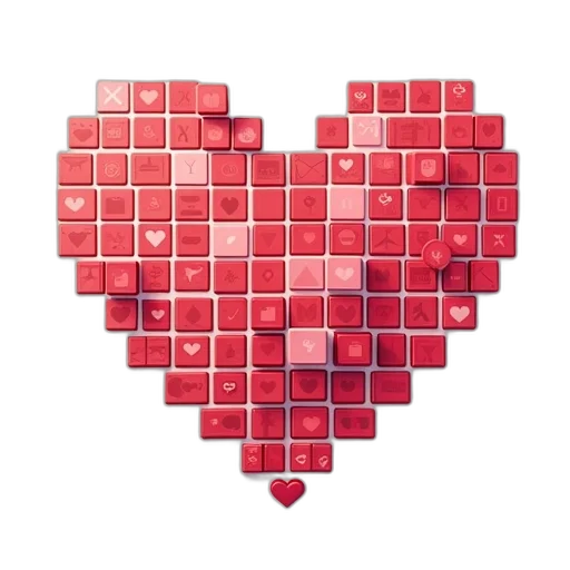 jewelry, pixel art, red, heart transparent PNG cut-out