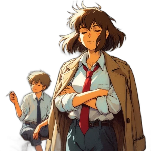 jacket, staff, concept art, anime transparent PNG cut-out