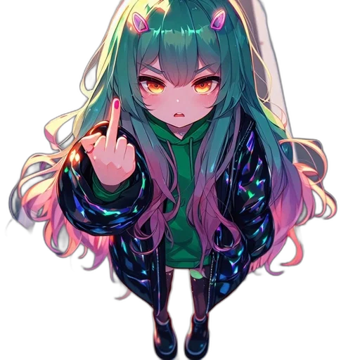 jacket, staff, creature, hair transparent PNG cut-out