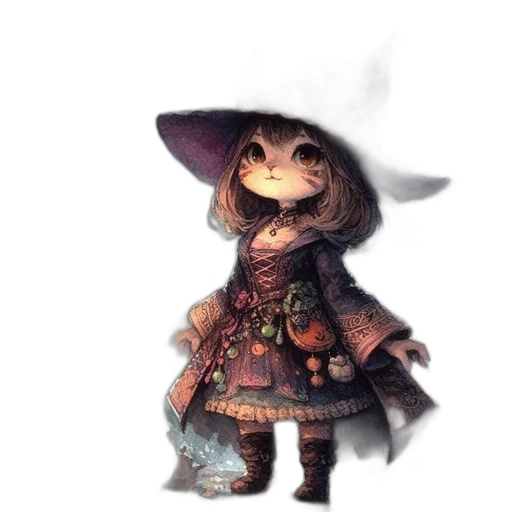 dress, hat, mask, staff transparent PNG cut-out